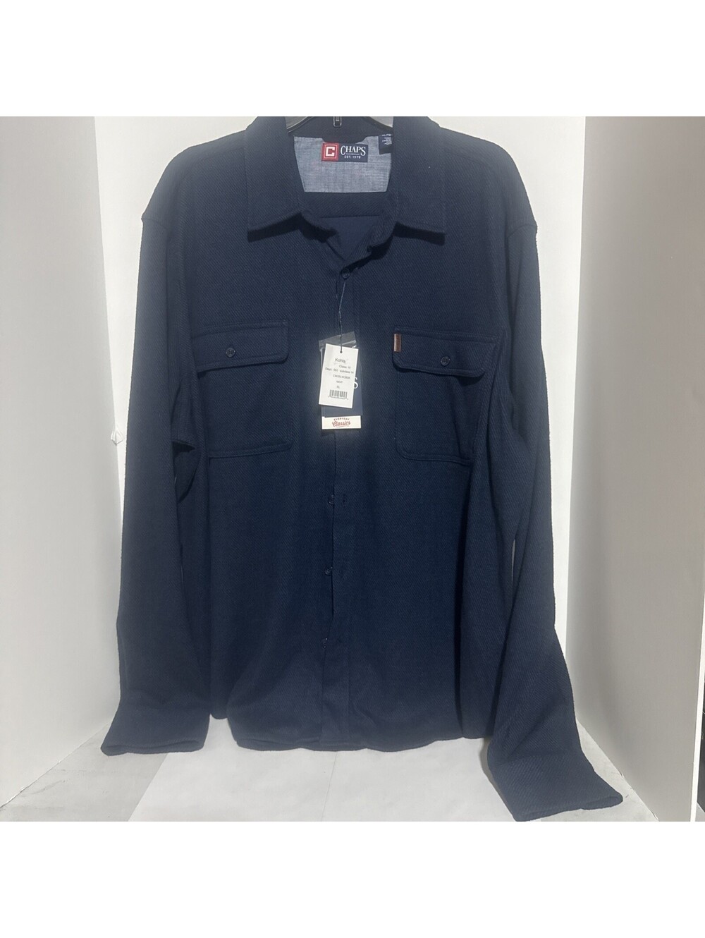 Men’s Chaps Long Sleeve Knit Flannel Shirt XL Navy CL13